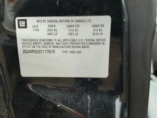 2G2WP552871178576 - 2007 PONTIAC GRAND PRIX BLACK photo 10