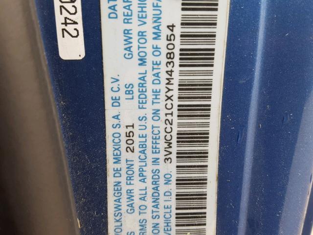 3VWCC21CXYM438054 - 2000 VOLKSWAGEN NEW BEETLE 蓝色 照片 10