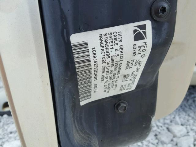 1G8AJ52F63Z170373 - 2003 SATURN ION LEVEL GOLD photo 10