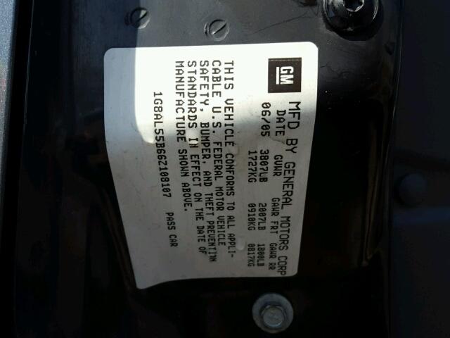 1G8AL55B66Z108107 - 2006 SATURN ION LEVEL BLUE photo 10