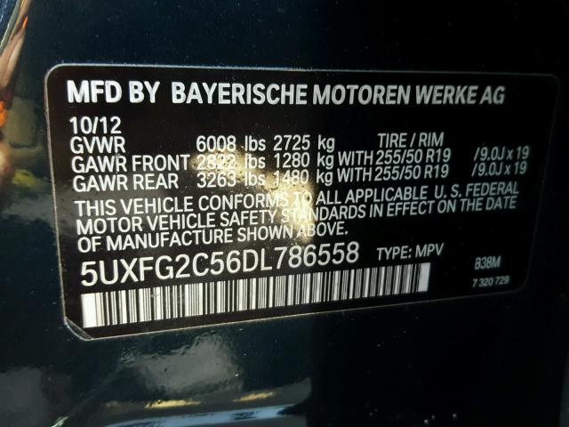 5UXFG2C56DL786558 - 2013 BMW X6 XDRIVE3 GREEN photo 10