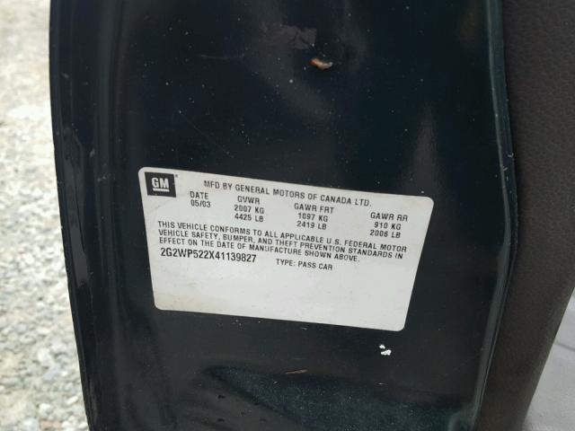 2G2WP522X41139827 - 2004 PONTIAC GRAND PRIX 绿色 照片 10