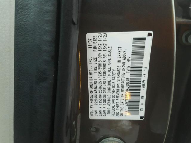 5J8TB18208A009579 - 2008 ACURA RDX GRAY photo 10