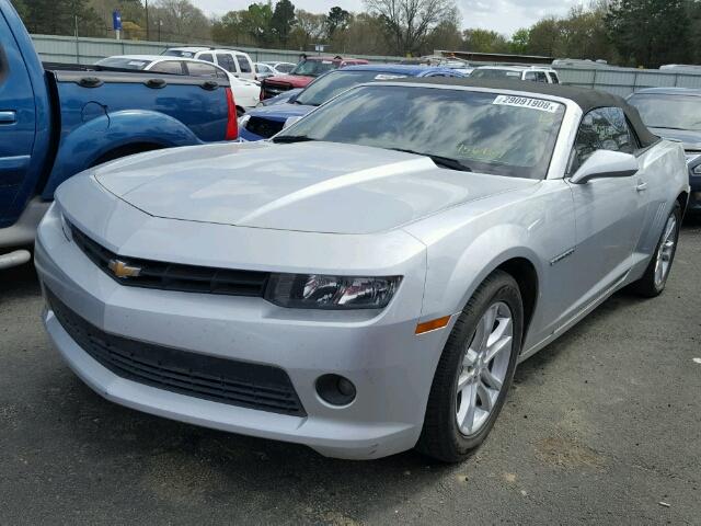 2G1FD3D32F9156469 - 2015 CHEVROLET CAMARO LT SILVER photo 2