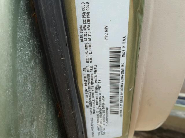 4S4BP61C757303447 - 2005 SUBARU LEGACY OUT GREEN photo 10