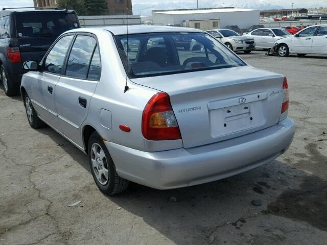 KMHCG45C62U307652 - 2002 HYUNDAI ACCENT GL SILVER photo 3