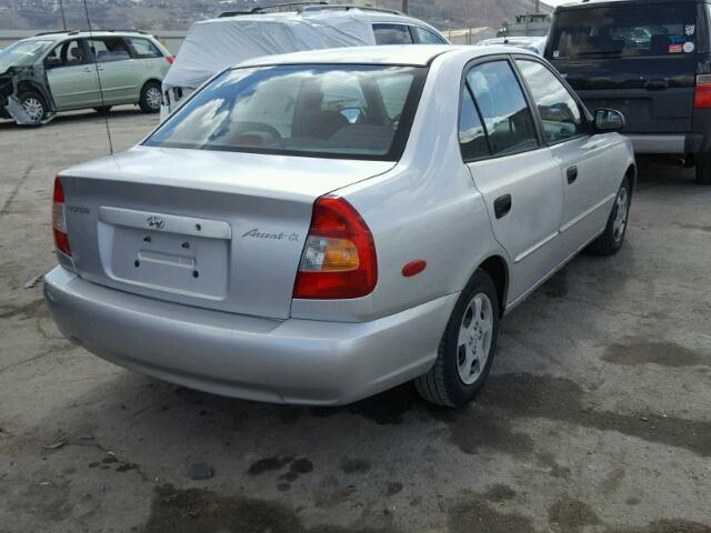 KMHCG45C62U307652 - 2002 HYUNDAI ACCENT GL SILVER photo 4