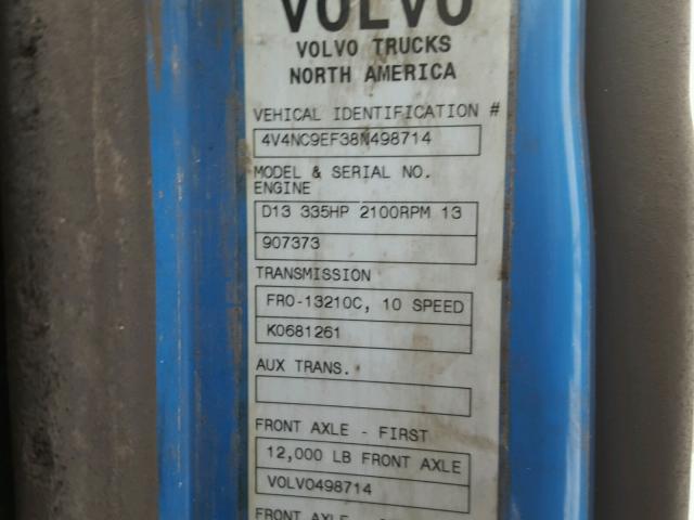 4V4NC9EF38N498714 - 2008 VOLVO VN VNL BLUE photo 10