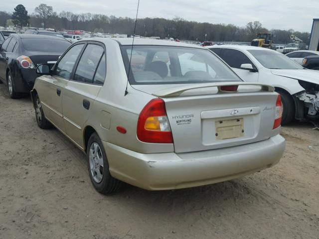 KMHCG45C62U334933 - 2002 HYUNDAI ACCENT GL GOLD photo 3