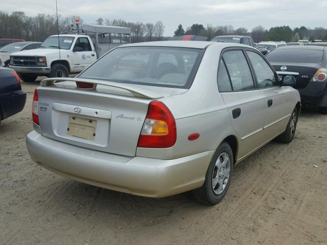 KMHCG45C62U334933 - 2002 HYUNDAI ACCENT GL GOLD photo 4