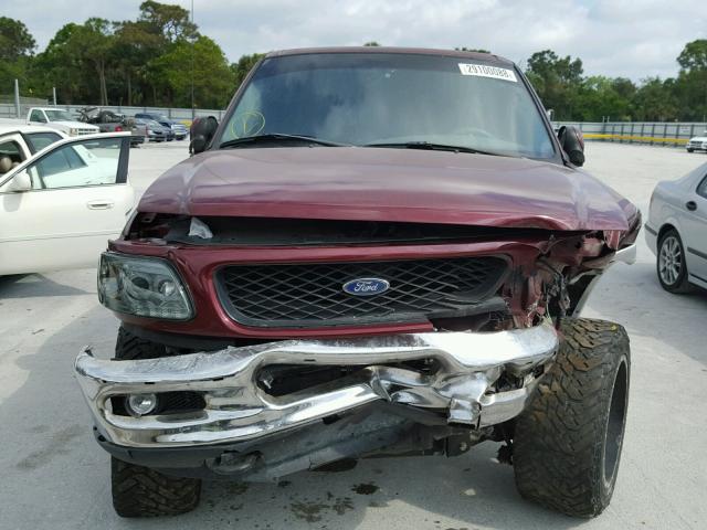 2FTRX18L0WCA50129 - 1998 FORD F150 RED photo 9