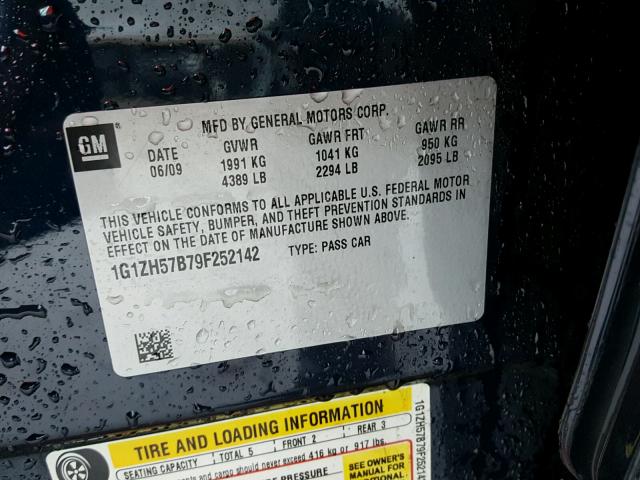 1G1ZH57B79F252142 - 2009 CHEVROLET MALIBU 1LT ლურჯი ფოტო 10