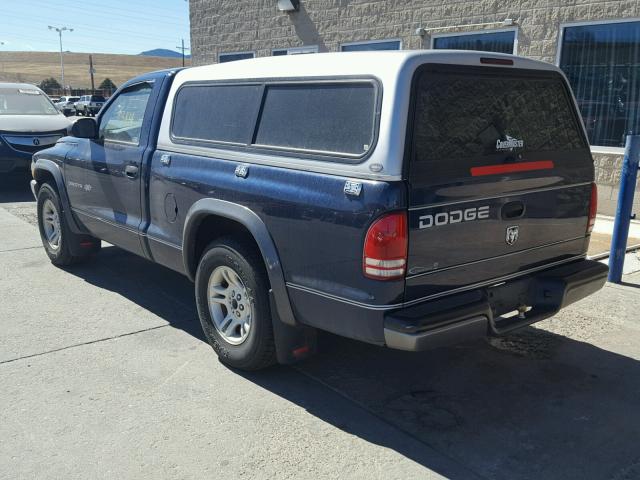 1B7FL16X12S631276 - 2002 DODGE DAKOTA BAS BLUE photo 3