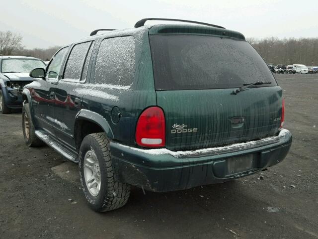 1B4HS28N01F527265 - 2001 DODGE DURANGO GREEN photo 3