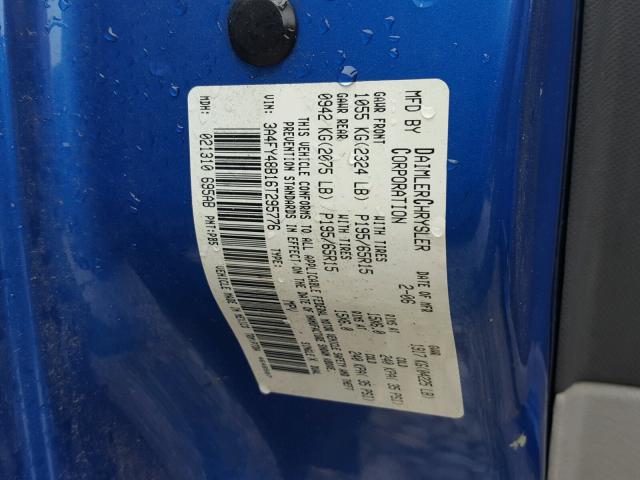 3A4FY48B16T295776 - 2006 CHRYSLER PT CRUISER BLUE photo 10