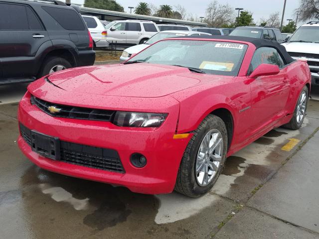 2G1FD3D34F9266469 - 2015 CHEVROLET CAMARO LT RED photo 2