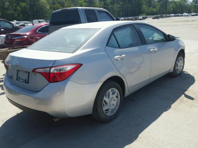 2T1BURHEXEC074654 - 2014 TOYOTA COROLLA L SILVER photo 4