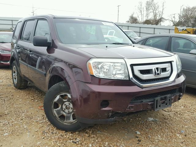 5FNYF4H24AB038770 - 2010 HONDA PILOT LX BURGUNDY photo 1