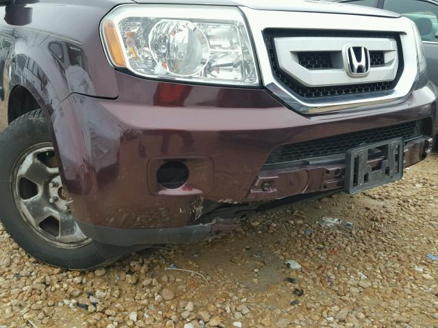 5FNYF4H24AB038770 - 2010 HONDA PILOT LX BURGUNDY photo 9