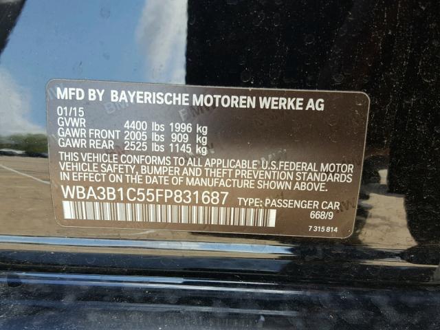 WBA3B1C55FP831687 - 2015 BMW 320 I BLACK photo 10