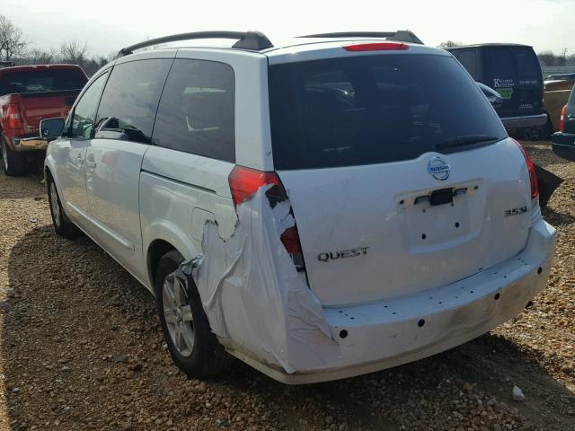 5N1BV28U65N113681 - 2005 NISSAN QUEST S WHITE photo 3