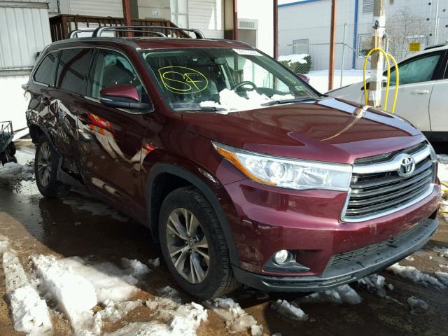 5TDJKRFH6FS167064 - 2015 TOYOTA HIGHLANDER MAROON photo 1