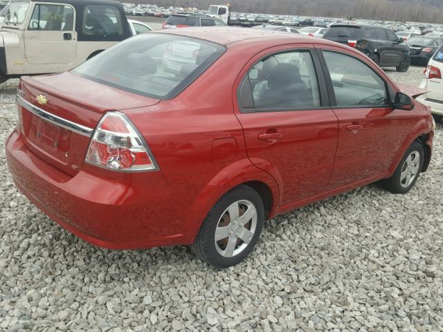 KL1TD5DE8AB094856 - 2010 CHEVROLET AVEO LS RED photo 4