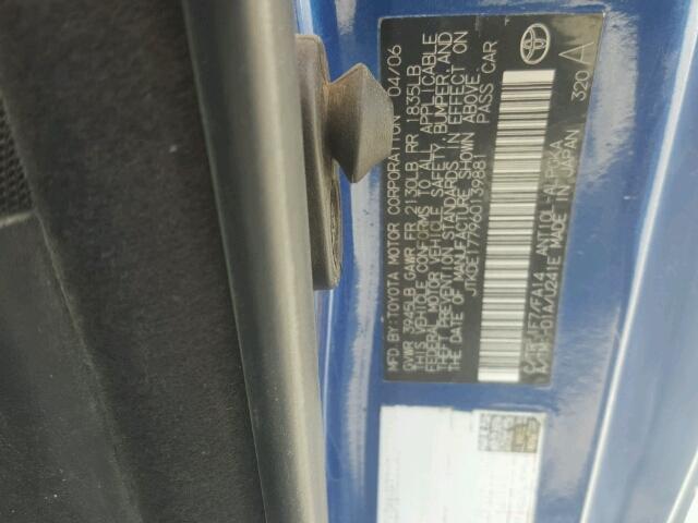 JTKDE177960139881 - 2006 TOYOTA SCION TC 蓝色 照片 10