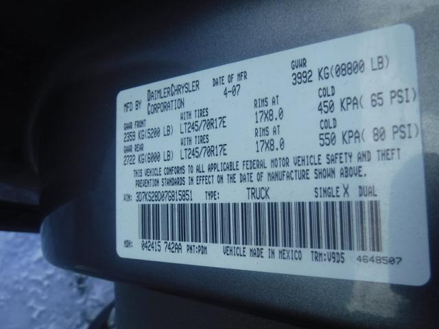 3D7KS28D07G815851 - 2007 DODGE RAM 2500 S GREEN photo 10