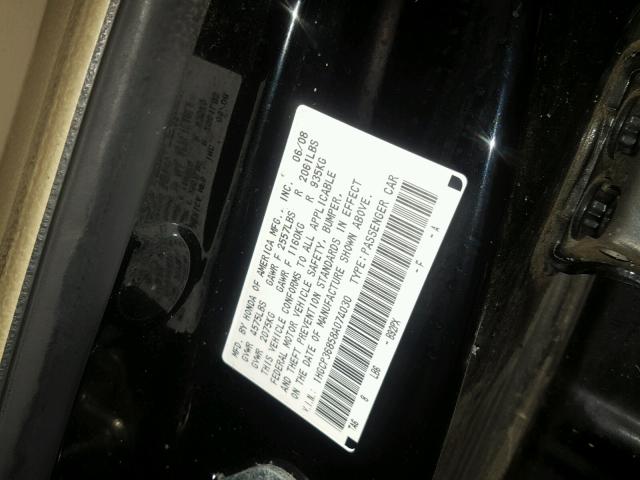 1HGCP36858A074030 - 2008 HONDA ACCORD EXL BLACK photo 10