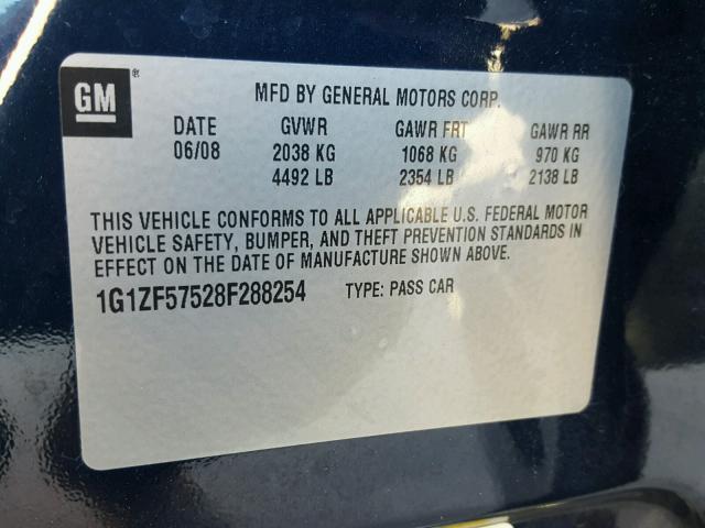 1G1ZF57528F288254 - 2008 CHEVROLET MALIBU HYB ლურჯი ფოტო 10