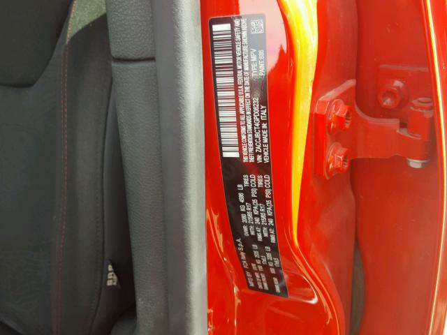 ZACCJBCT4GPD06232 - 2016 JEEP RENEGADE T RED photo 10