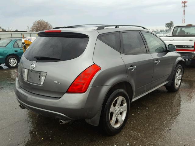 JN8AZ08T45W322349 - 2005 NISSAN MURANO SL GRAY photo 4