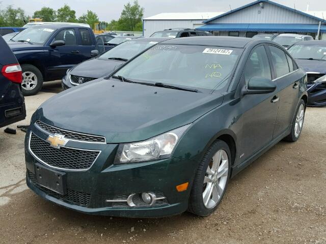 1G1PG5SB4E7409356 - 2014 CHEVROLET CRUZE LTZ GREEN photo 2