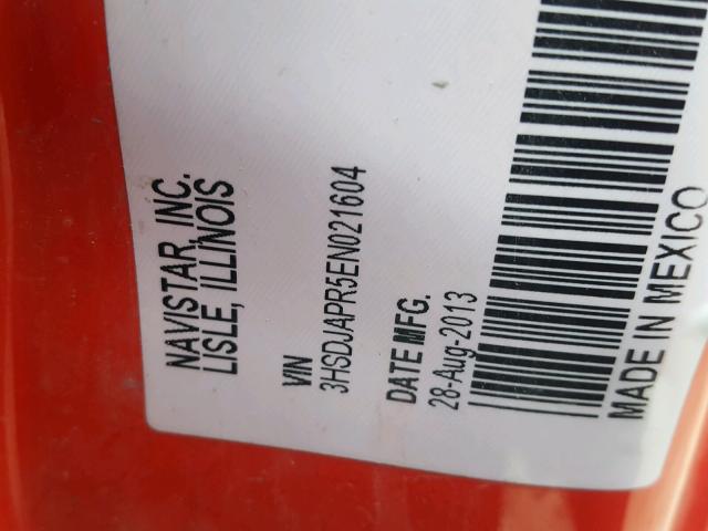3HSDJAPR5EN021604 - 2014 INTERNATIONAL PROSTAR أحمر صورة 10