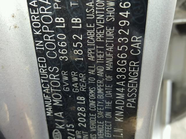 KNADM4A38G6532946 - 2016 KIA RIO LX Արծաթագույն լուսանկար 10