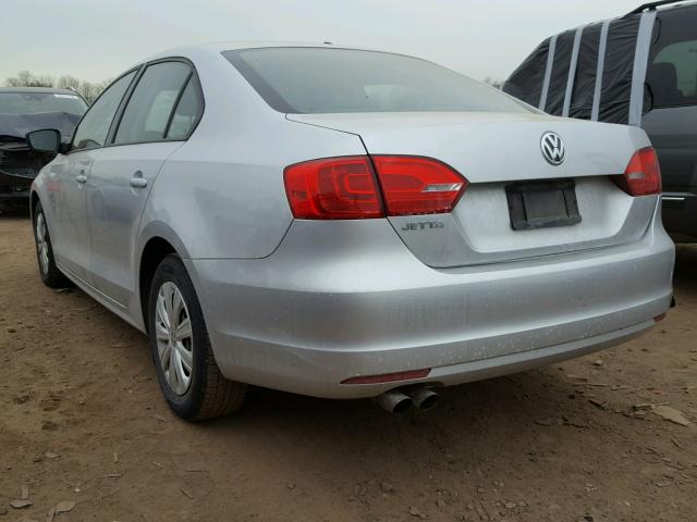 3VW2K7AJ5BM305834 - 2011 VOLKSWAGEN JETTA BASE 银色 照片 3