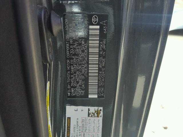 JTKDE3B75A0308743 - 2010 TOYOTA SCION TC გრაფიტი ფოტო 10