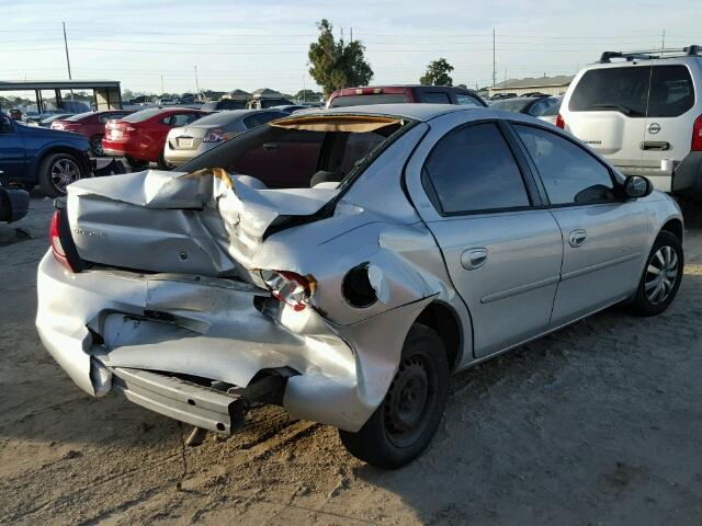 1B3ES46C31D101358 - 2001 DODGE NEON SE SILVER photo 4