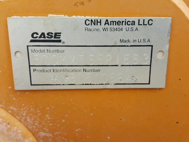 N8C510664 - 2010 CASE 570MXT YELLOW photo 10