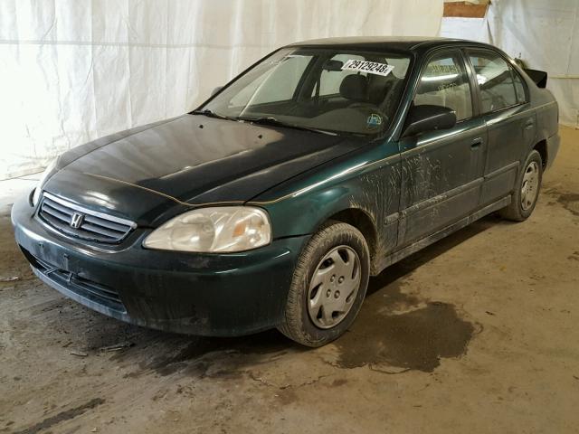 2HGEJ6613YH556009 - 2000 HONDA CIVIC BASE GREEN photo 2