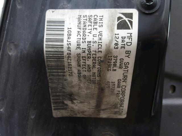 1G8AJ54F84Z161172 - 2004 SATURN ION LEVEL SILVER photo 10