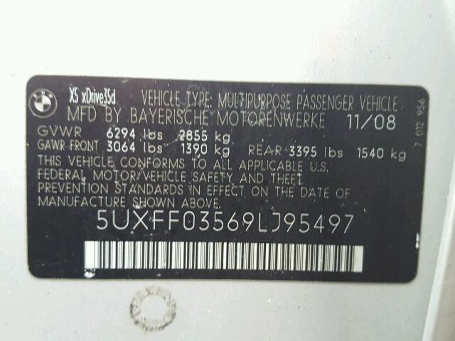 5UXFF03569LJ95497 - 2009 BMW X5 XDRIVE3 SILVER photo 10