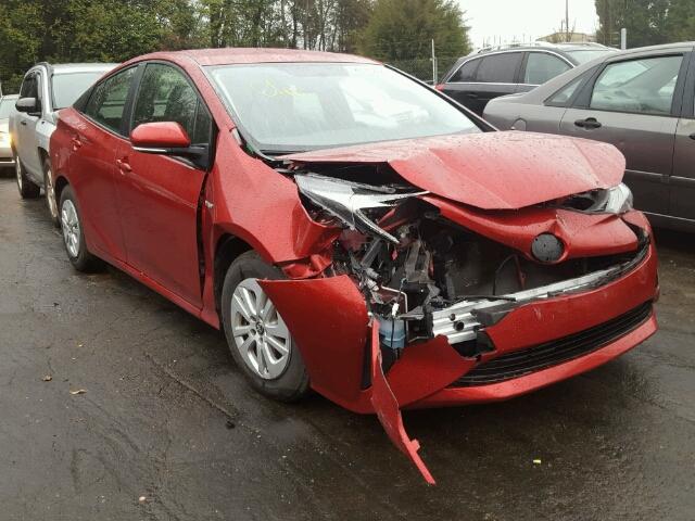 JTDKBRFU7G3520626 - 2016 TOYOTA PRIUS RED photo 1