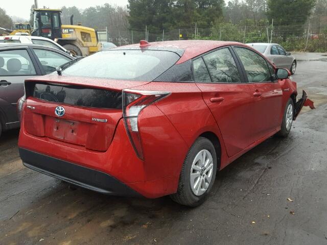 JTDKBRFU7G3520626 - 2016 TOYOTA PRIUS RED photo 4