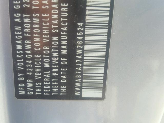 WVWAB7AJ7AW264524 - 2010 VOLKSWAGEN GOLF 蓝色 照片 10