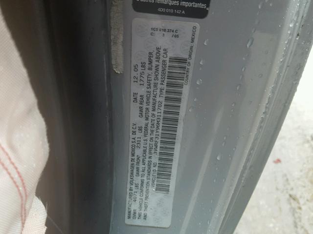 3VWRF31Y96M311702 - 2006 VOLKSWAGEN NEW BEETLE 银色 照片 10