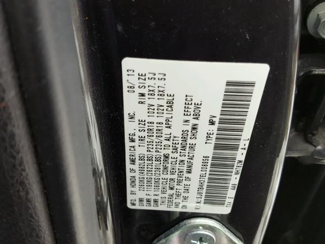 5J8TB4H37EL008956 - 2014 ACURA RDX BASE BLACK photo 10