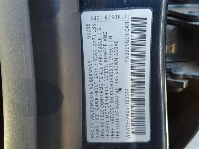 WVWCE63BX5E150674 - 2005 VOLKSWAGEN PASSAT GLS BLUE photo 10