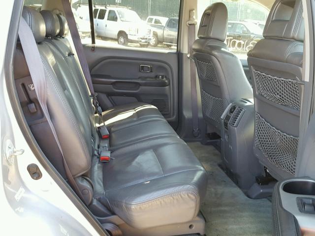 2HKYF18614H568704 - 2004 HONDA PILOT EXL SILVER photo 6